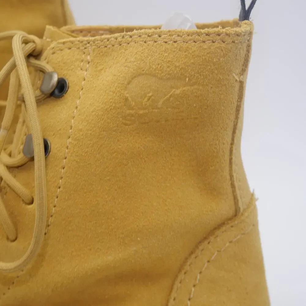 NEW Sorel Women's 6.5  Hi Line Lace  Boots Shoes Brown Geo Yellow Tried On